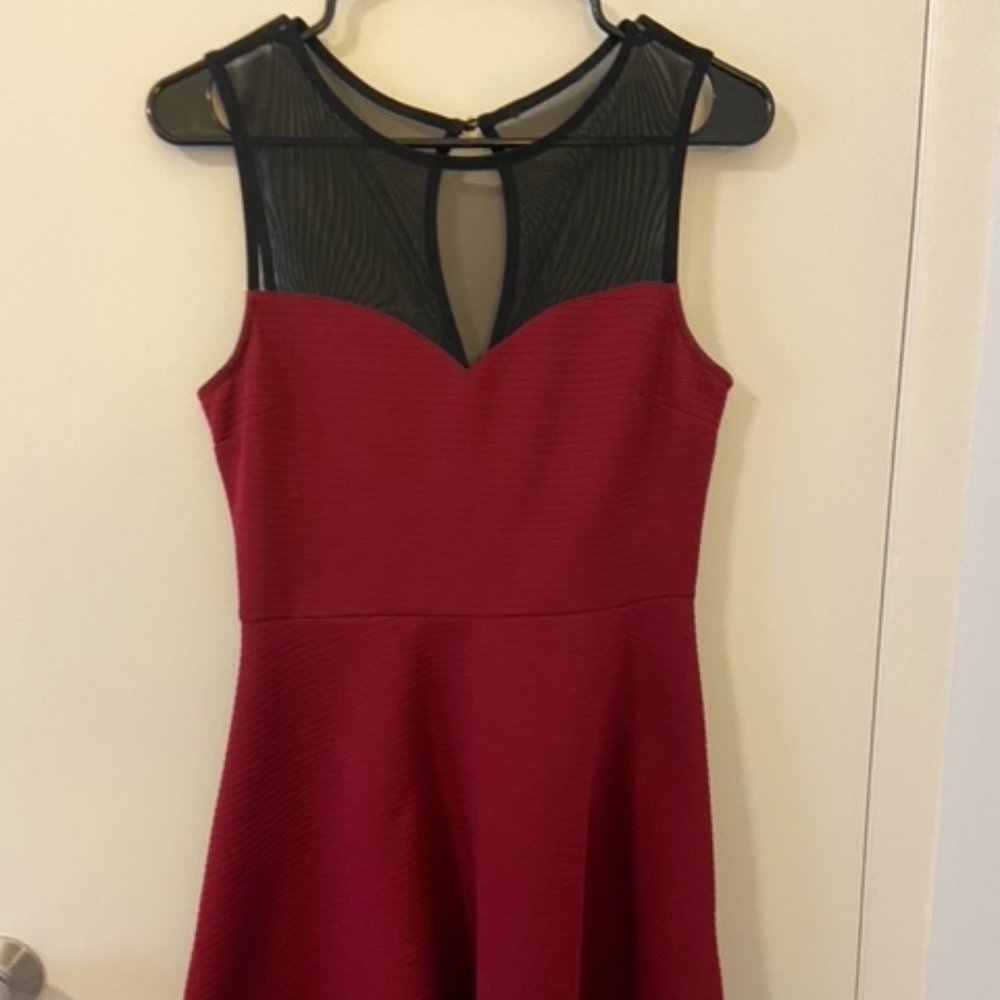 Women's Forever 21 A-line mesh top red and black dress, size M